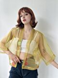Retrobird Tasarım Organze Mini Kimono Kadın Açık Yeşil