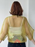 Retrobird Tasarım Organze Mini Kimono Kadın Açık Yeşil