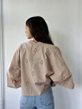 Retrobird Tasarım Bohem Desenli Mini Kimono Kadın Kum