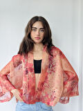 Retrobird Tasarım Organze Mini Kimono Kadın Kiremit 