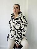 Retrobird Polar ve Velur Karışımlı Kalın Kışlık Oversize Kapüşonlu Sweatshirt Unısex Ekru