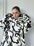 Retrobird Polar ve Velur Karışımlı Kalın Kışlık Oversize Kapüşonlu Sweatshirt Unısex Ekru