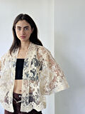 Retrobird Tasarım Tül Mini Kimono Kadın Krem