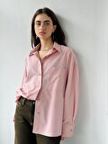 Retrobird Tasarım Boyfriend Gömlek Kadın Pembe