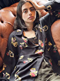 Retrobird Tasarım Boyfriend Vintage Desen Gömlek Kadın Çok Renkli