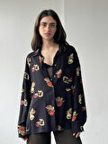 Retrobird Tasarım Boyfriend Vintage Desen Gömlek Kadın Çok Renkli