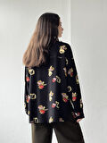 Retrobird Tasarım Boyfriend Vintage Desen Gömlek Kadın Çok Renkli