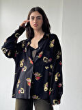 Retrobird Tasarım Boyfriend Vintage Desen Gömlek Kadın Çok Renkli