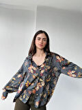 Retrobird Tasarım Boyfriend Gömlek Kadın Antrasit