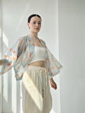 Retrobird Tasarım Mini Kimono Kadın Açık Mavi