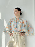 Retrobird Tasarım Mini Kimono Kadın Açık Mavi
