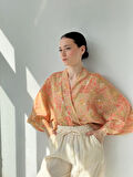 Retrobird Tasarım Mini Kimono Kadın Taba