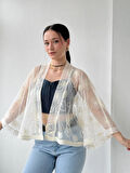 Retrobird Tasarım Tül Mini Kimono Kadın Fildişi