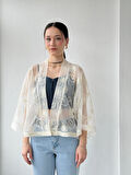 Retrobird Tasarım Tül Mini Kimono Kadın Fildişi