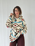 Retrobird Polar Kışlık Oversize Unisex Kapüşonlu Sweatshirt Unisex Fildişi
