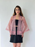 Retrobird Tasarım Tül Mini Kimono Kadın Gül Kurusu