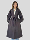 Retrobird Valencia Kuşaklı Trenchcoat Hafif Kaban Kadın Koyu Kahve