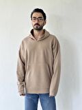 Retrobird Oversize Basic Kapüşonlu Sweatshirt Erkek Taba