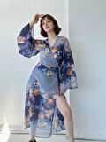 Retrobird Tasarım Kai Kimono Elbise Kadın Koyu Mavi