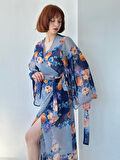 Retrobird Tasarım Kai Kimono Elbise Kadın Koyu Mavi