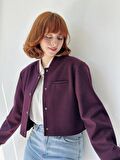 Retrobird Omuzları Vatkalı Bomber Kısa Ceket Kadın Bordo