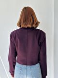 Retrobird Omuzları Vatkalı Bomber Kısa Ceket Kadın Bordo
