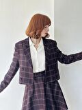 Retrobird Kısa Blazer Ceket Kadın Mürdüm