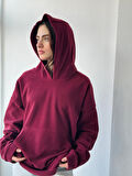 Retrobird Polar Kışlık Oversize Kapüşonlu Sweatshirt Unisex Bordo