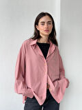 Retrobird Tasarım Boyfriend Gömlek Kadın Gül Kurusu