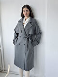 Retrobird Tasarım İngiliz Pelerin Model Trenchcoat Ceket Kadın Füme
