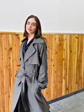 Retrobird Tasarım İngiliz Pelerin Model Trenchcoat Ceket Kadın Piti Kareli