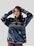 Retrobird Kalın Kaşe Kışlık Oversize Kapüşonlu Sweatshirt Unisex İndigo