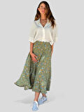 Retrobird Valerie Viskon Kloş Uzun Etek Kadın Yeşil