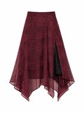 Retrobird Vera Asimetrik Midi Etek Kadın Bordo