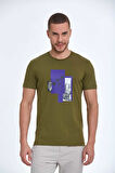 Alma Baskılı Erkek Tişört Haki