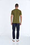 Chip Nakışlı Erkek Tişört Haki
