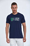 Tom Baskılı Erkek Tişört Lacivert