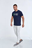Tom Baskılı Erkek Tişört Lacivert