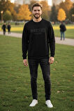 Cora Bisiklet Yaka Erkek Sweatshirt Siyah