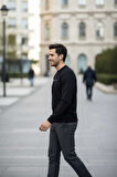 Vialli Bisiklet Yaka Erkek Sweatshirt Siyah