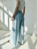 Retrobird Yırtmaç Detaylı Wide-Leg Pantolon Etek Kadın Açık Mavi