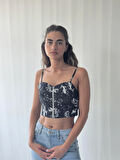 Retrobird Önden Fermuarlı Büstiyer Kadın Siyah