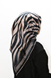 Alcan Avm Legandary Scarf  Zebra desenli Siyah Krem Desenli Eşarp