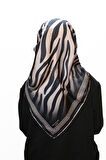 Alcan Avm Legandary Scarf  Zebra desenli Siyah Krem Desenli Eşarp