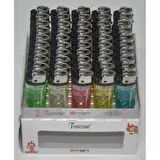 Toscow Taşlı Doldurulabilir Şeffaf Çakmak 50 Adet (1 Paket)