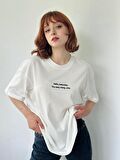 Retrobird Nakışlı Saturday Oversize Tişört Unisex Ekru