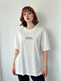 Retrobird Nakışlı Saturday Oversize Tişört Unisex Ekru