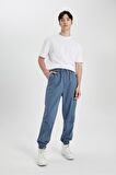 DeFacto Jogger Gabardin Pantolon Regular Beli Bağcıklı Cepli Lastikli Paça B7493AX24SPIN260