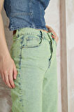 Palazzo Dizler Lazerli Denim Pantolon