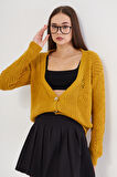 Hardal Basic V Yaka Oversize Triko Hırka
